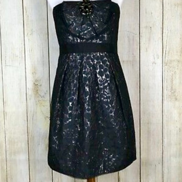 NWOT BCBGMaxAzria Black Jacquard Cocktail Dress - Picture 4 of 8